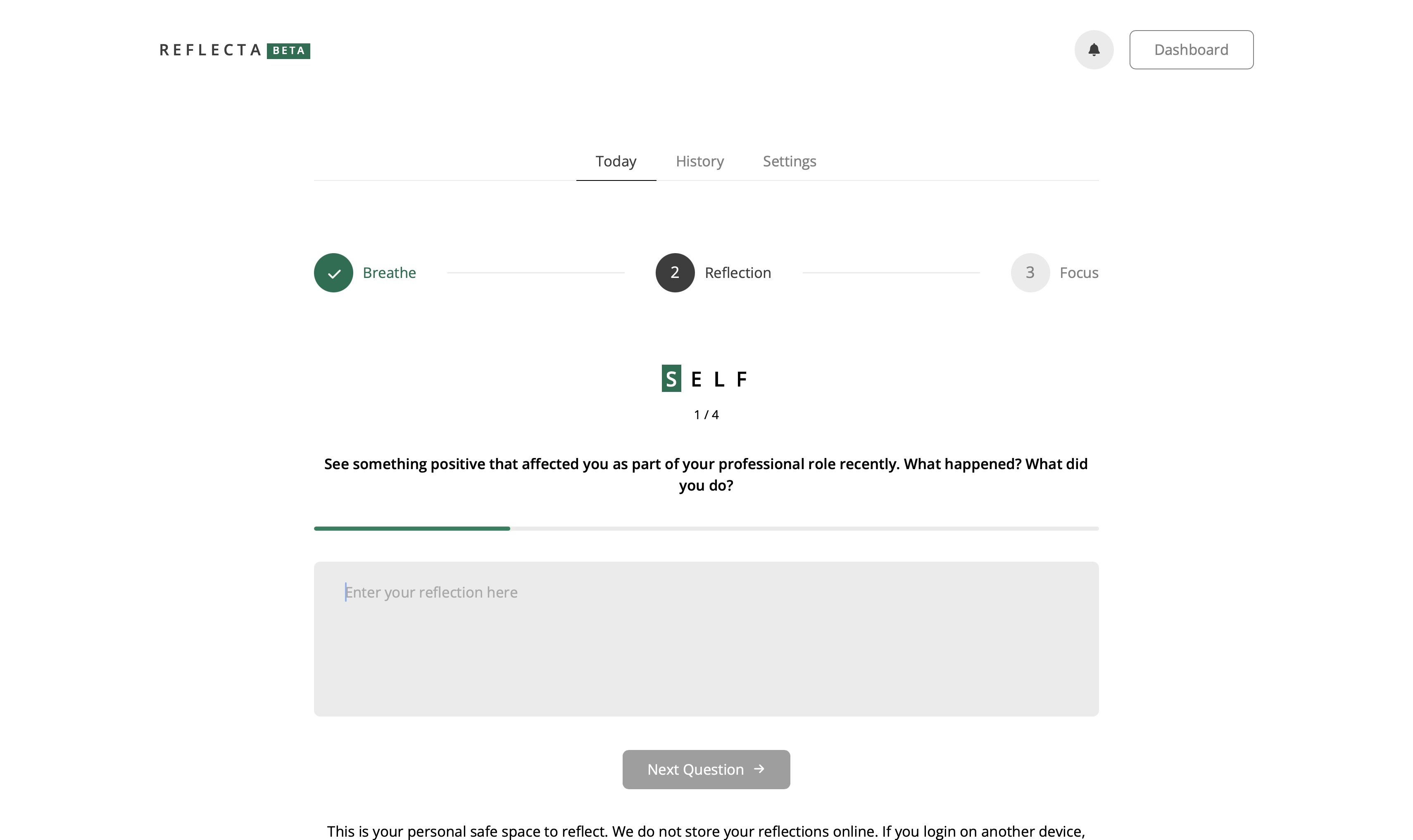 Reflecta SELF model reflection prompts