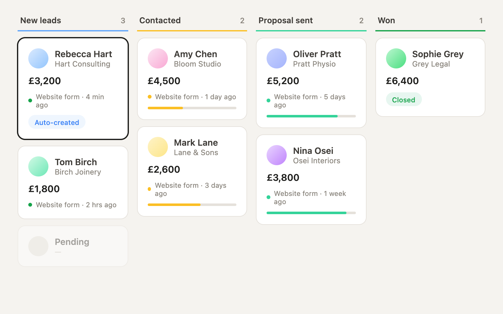 CRM connection — pseudo-UX preview