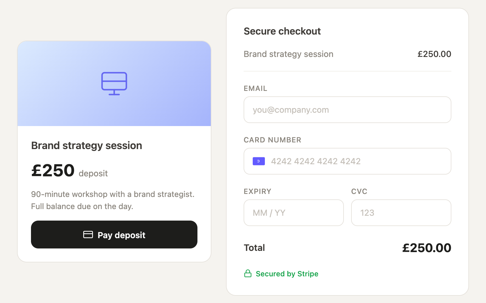 Payments and deposits — pseudo-UX preview